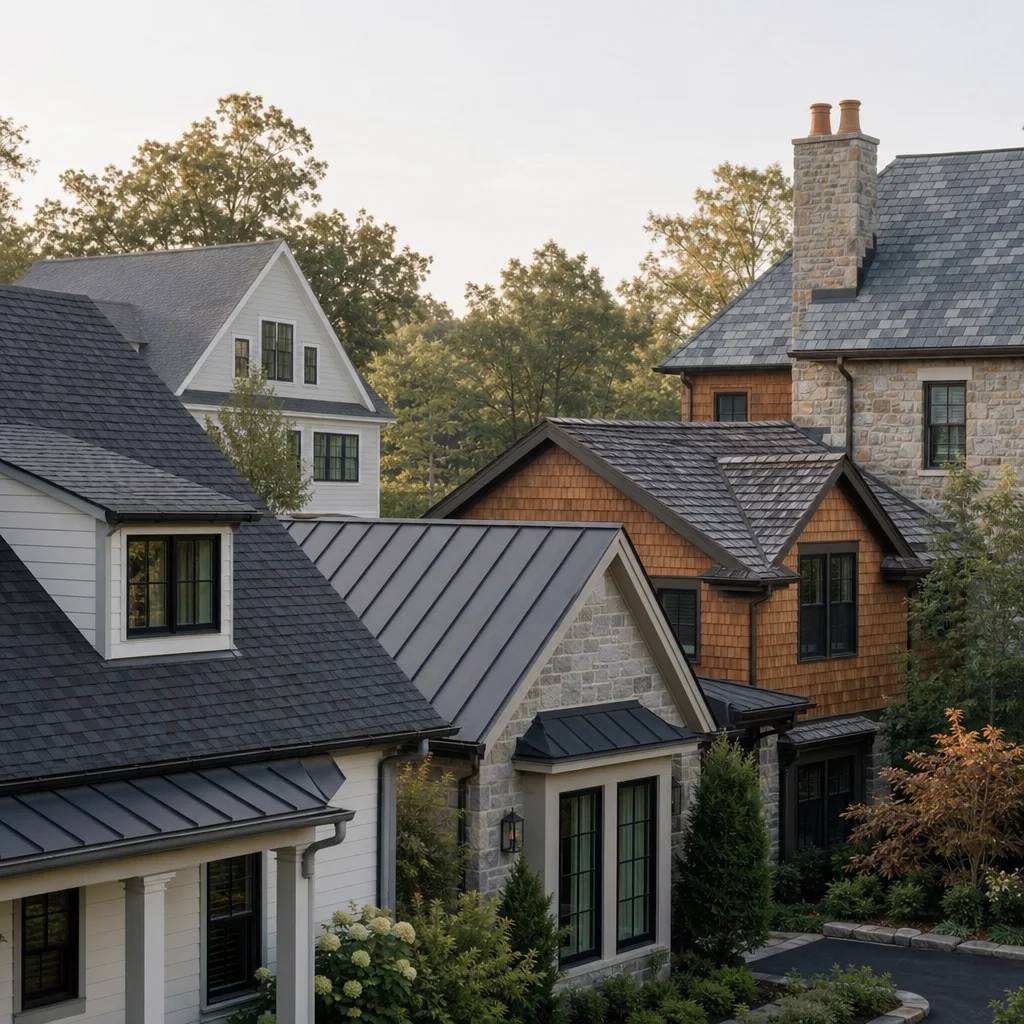 Northern Virginia homes with different roofing materials