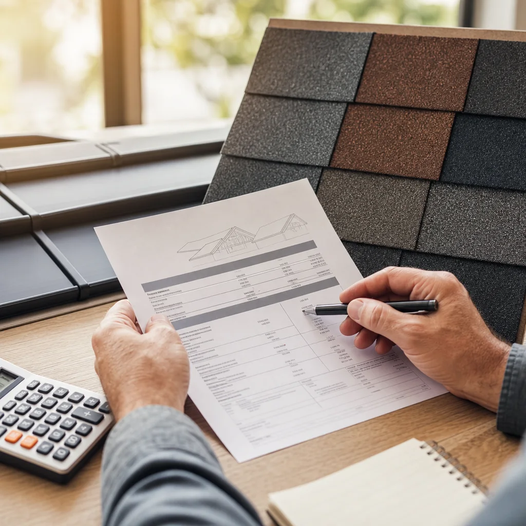 Homeowner reviewing a roofing estimate